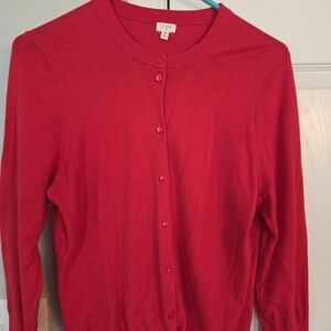 J. Crew Women's Bright Red Button-Front Cardigan